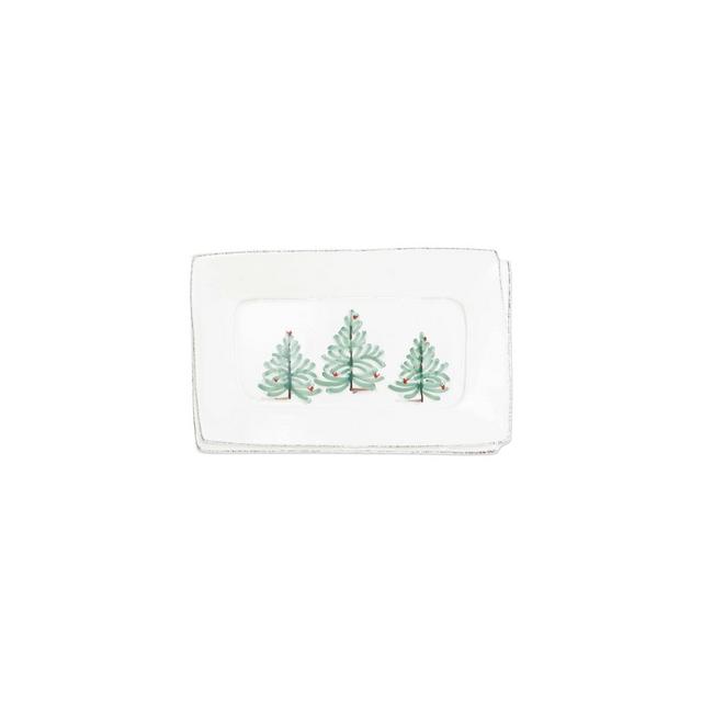 Vietri Lastra Holiday Small Rectangular Tray