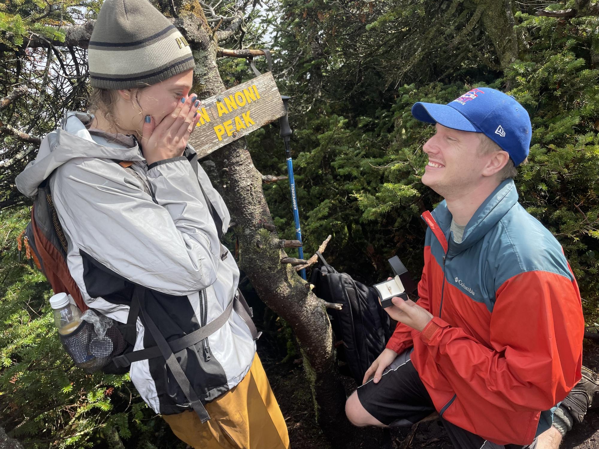Tim pops the question @ Santanoni Peak
