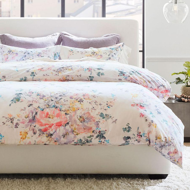 Multi Kinsley Organic Percale Duvet Cover, King/Cal. King