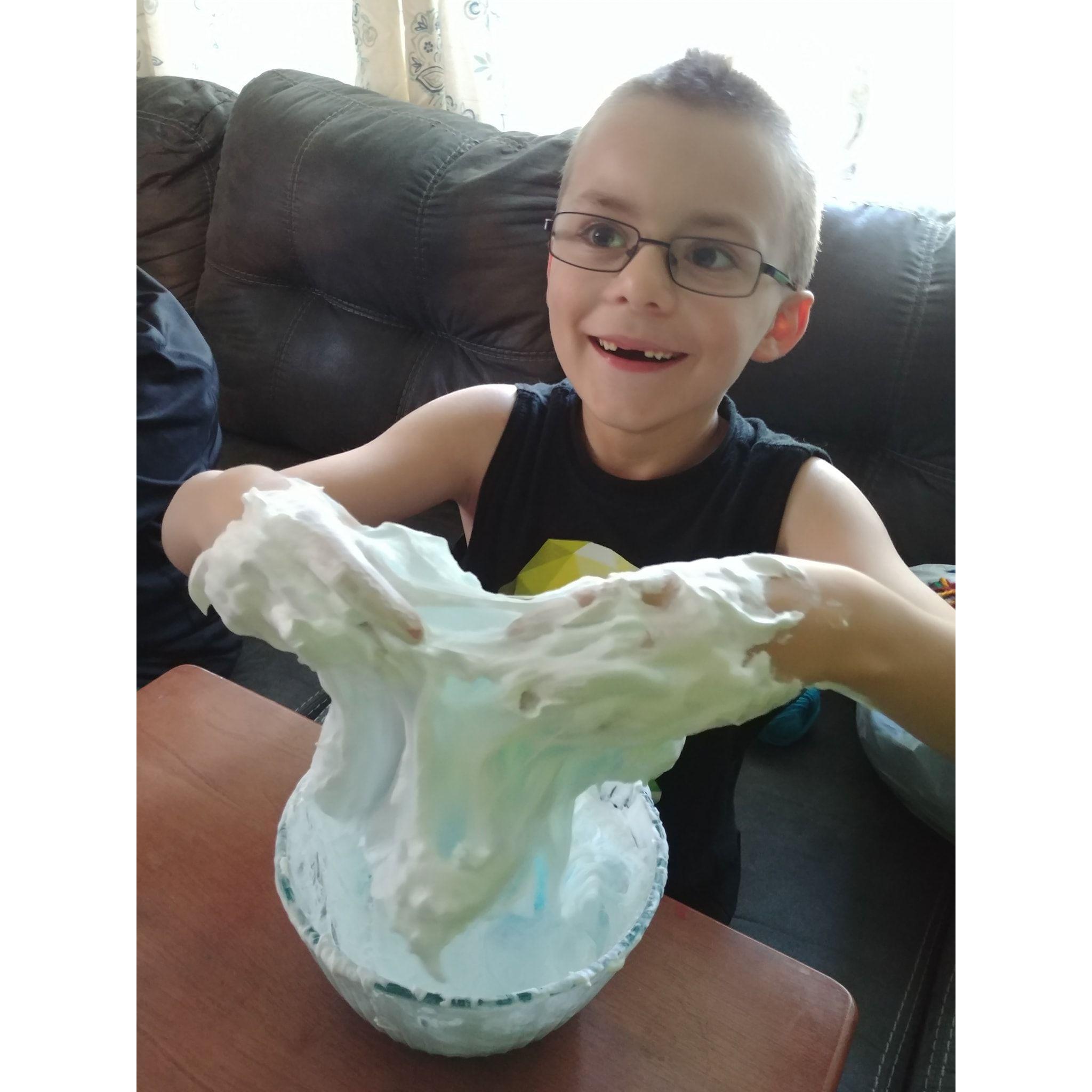 Robby making slime