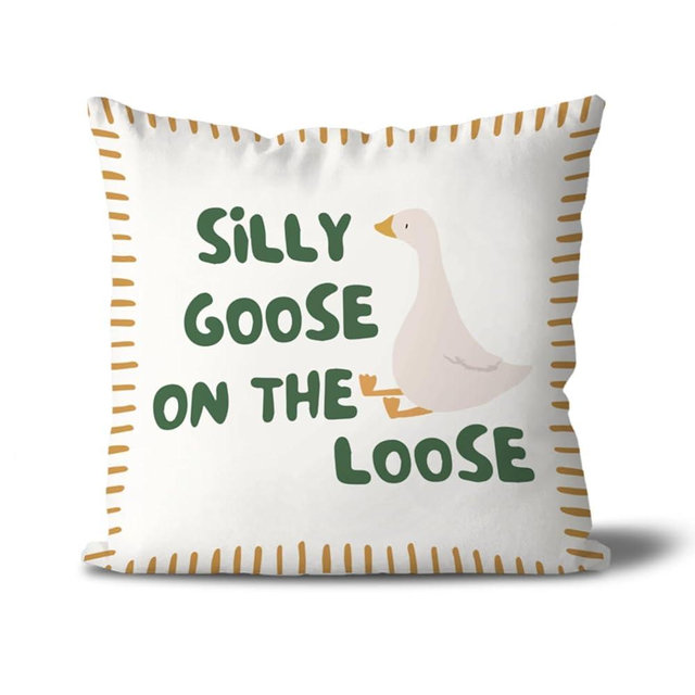 HESQFBH Silly Goose Throw Pillow Covers 18x18 for Kids Boys Girls Room Playroom Decor, Silly Goose Toddler Pillow Case for Teen Girls Bedroom Nursery Couch Living Room Decor