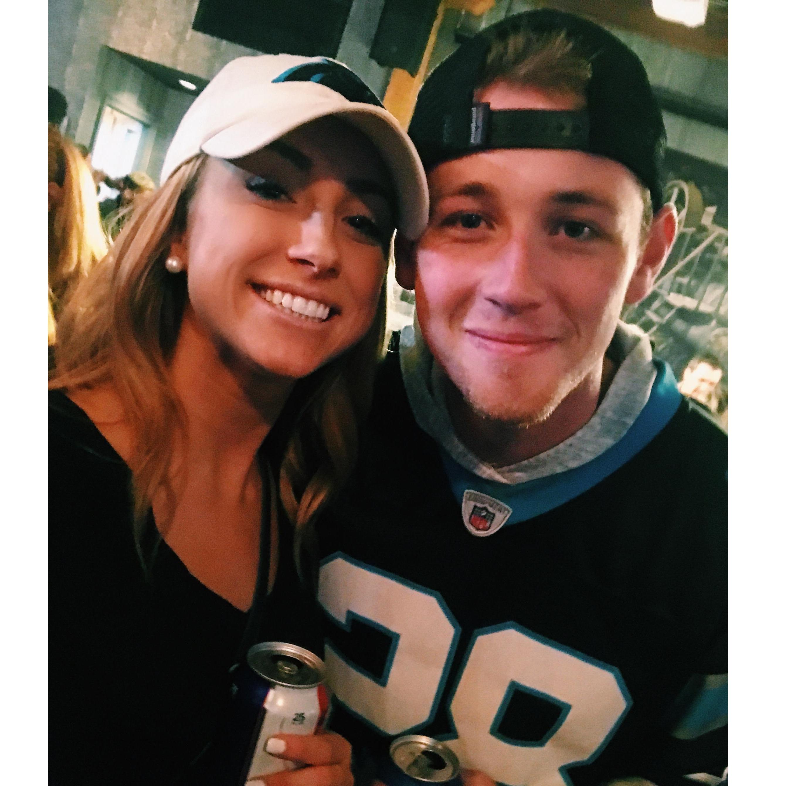 The day after their first date, Grace met up with Michael & his friends for the Panther's game