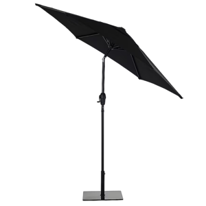 Style Selections 7.5-Feet Steel Black Push-button Tilt Market Patio Umbrella