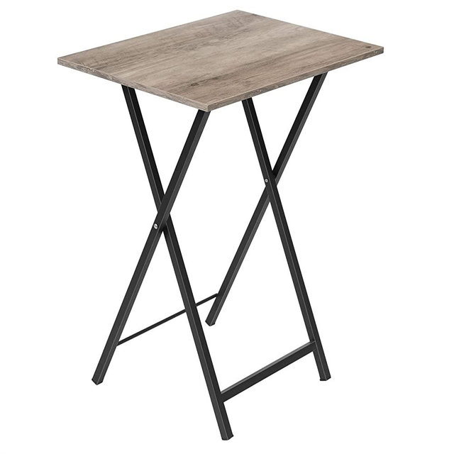 HOOBRO TV Trays, Folding TV Table, Stable Snack Table for Small Space, Portable Sofaside Table, Easy Assembly and Storage, Ideal for Snacks and Meals in Living Room, Bedroom, Greige + Black BG15BZ01