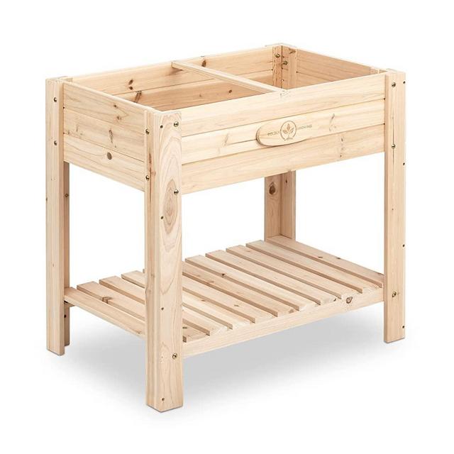 Boldly Growing Cedar Patio Planter with Shelf - BGSP76