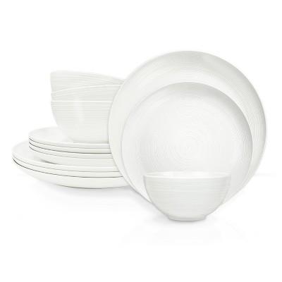 Zak Designs American Conventional Melamine 12 Piece Dinnerware Set Dinner Plates Salad Plates Individual Bowls Durable BPA Free