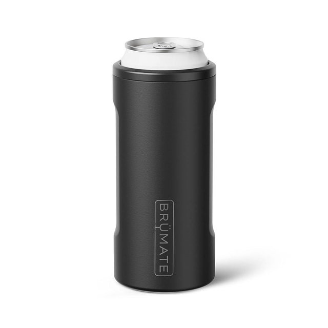 BrüMate Hopsulator Slim Can Cooler Insulated for 12oz Slim Cans | Skinny Can Insulated Stainless Steel Drink Holder for Hard Seltzer, Beer, Soda, and Energy Drinks (Matte Black)
