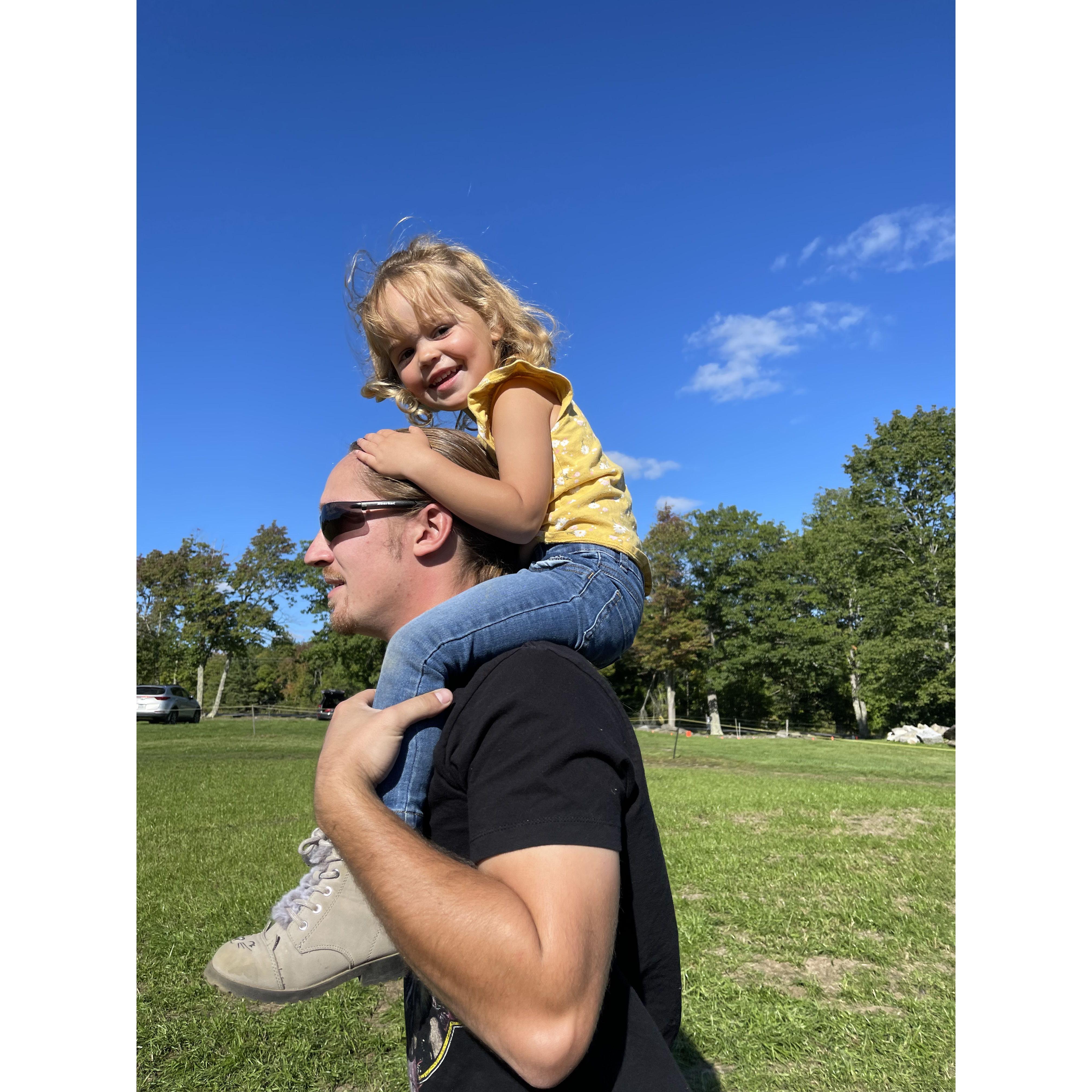 best way to pick apples-on daddy's shoulders