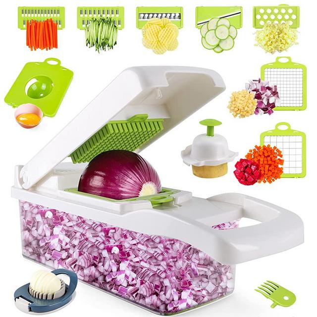 MAIPOR Vegetable Chopper - Onion chopper - Multifunctional 15 in 1 professional food chopper - Kitchen chopper - Dicer Cutter - veggie chopper with container - Vegetable Slicer Cutter - Egg slicer