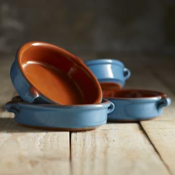 Mediterranean Blue Terra Cotta Cazuelas – 6 Inches (4 Dishes)