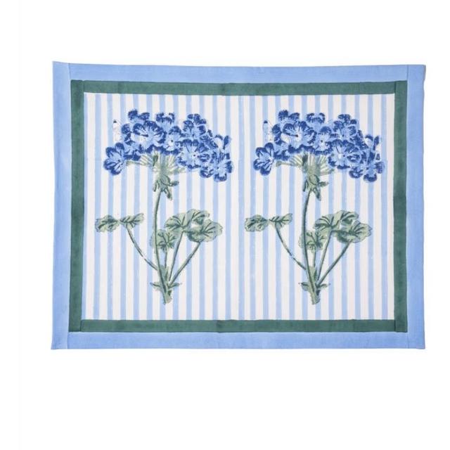 Blue Hydrangea Blockprint Placemat, Set Of Two