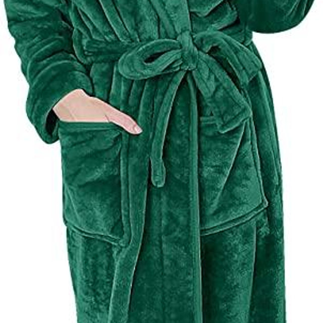 NY Threads Women Fleece Hooded Bathrobe - Plush Long Robe