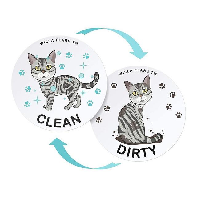 Large Dishwasher Magnet Clean Dirty Sign - Funny Emoji Magnets - Large, Strong, Cool Magnetic Gadgets for Kitchen Organization and Storage - Strong Double Sided Indicator (American Shorthair 3.5 inch)
