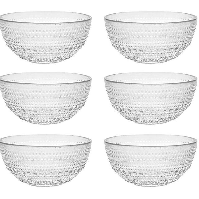 Fortessa Jupiter Vintage Glassware Collection 5 Inch Cereal Salad Dessert Snack All-Purpose Bowl 6 Pack, Clear, 14 Ounce (6 Pack)