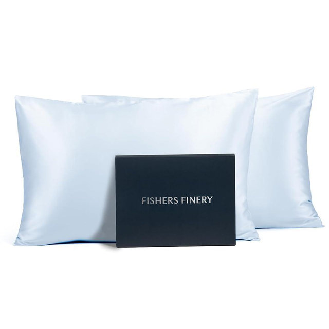 Fishers Finery 25mm 100% Pure Mulberry Silk Pillowcase (Blue Standard)