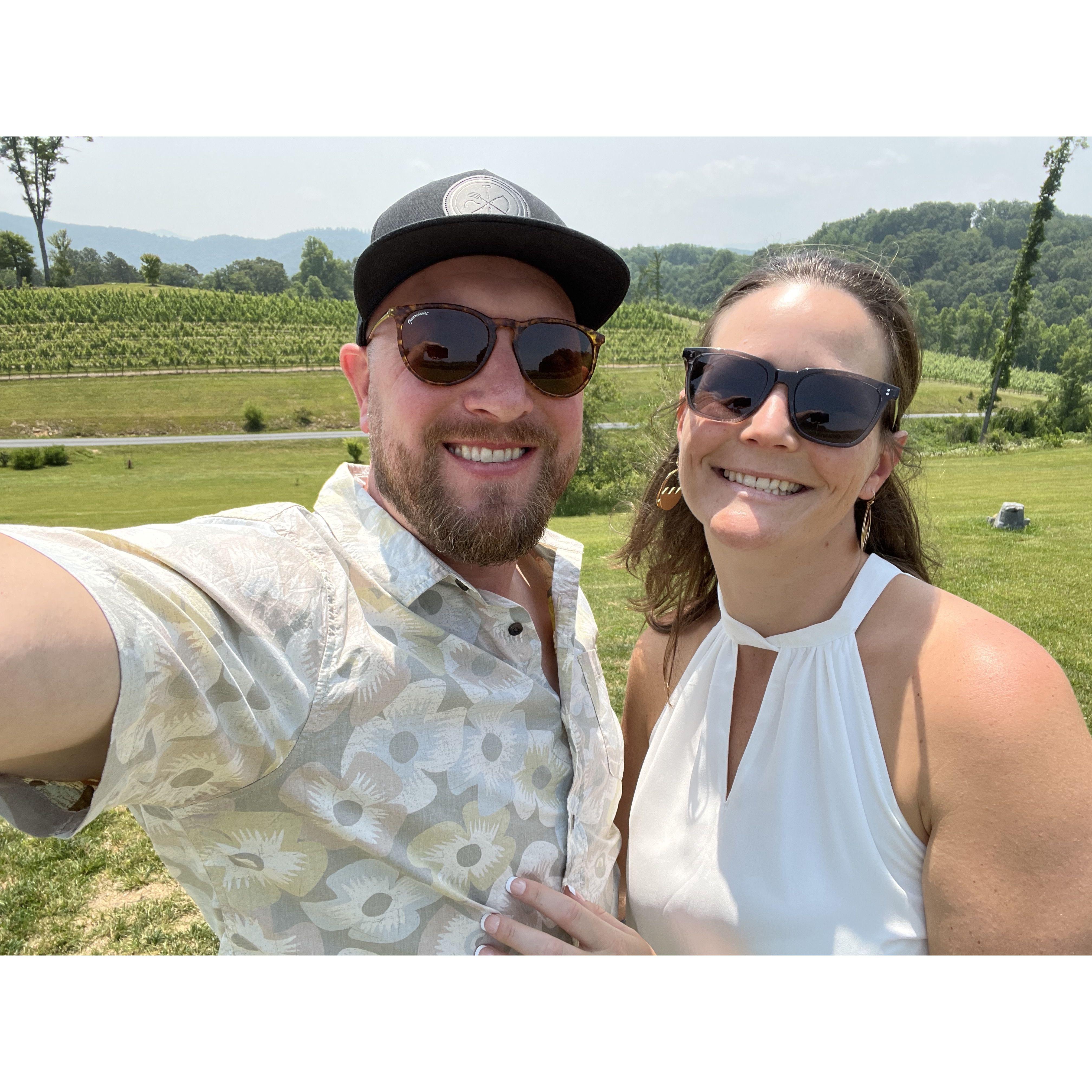 Enjoying a winery post Sampson Wedding