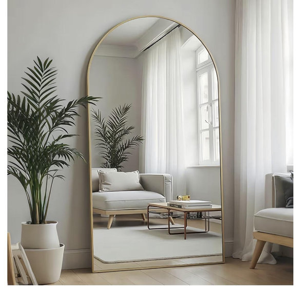 Arched Full Length Mirror, 76"x34" Large Floor Mirror, Full Body Mirrors for Leaning or Hanging, Standing Mirrors for Bedroom, Living Room,Dressing Room, Aluminum Alloy Frame, Black