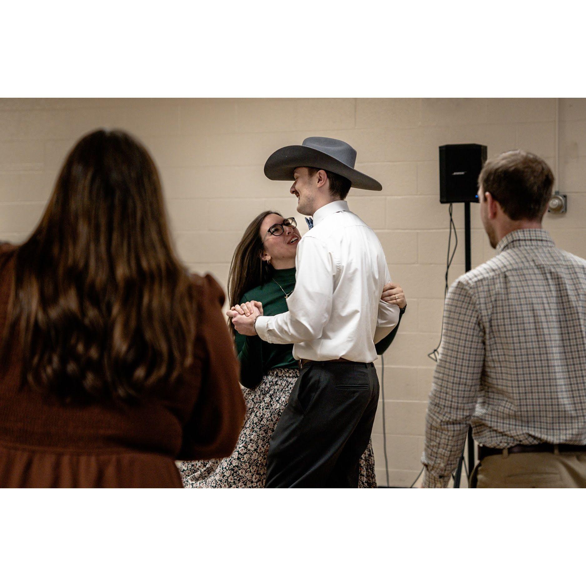 After our private proposal and Rite of Betrothal with immediate family and wedding party members, we had a small luncheon with square dancing!