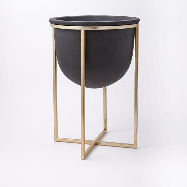 Eden Cross Base Standing Planter, Black, Large
