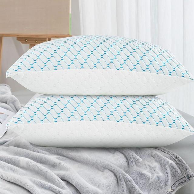 VAINOC Memory Foam Pillows Queen Size Set of 2, Adjustable Cooling Pillow for Side Back Stomach Sleepers  with Washable Removable Cover