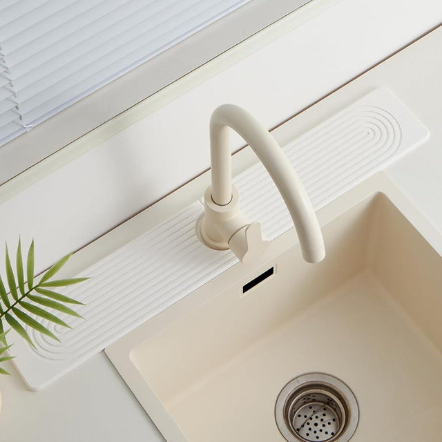 Stone Faucet Mat for Kitchen Sink，Super Absorbent Diatomite Fast Drying Stone and Bathroom Stone Tray for Counter Quick Drying Splash Guard,Prevents Moisture Buildup Sink(White,23.6" x 3.9")