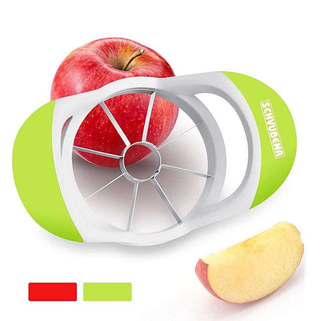 SCHVUBENR 3.5 Inch Apple Slicer - Professional Apple Cutter - Stainless Steel Apple Corer - Super Sharp Apple Slicer and Corer - Apple Corer Tool with 8 Sharp Blades(Green)