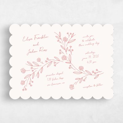 Pink Scalloped Wedding Invitation - Larian Landscape