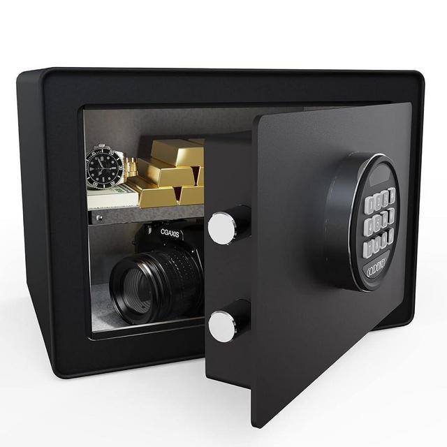(0.77 Cu.Ft) Digital Security Safe and Lock Box,Small Safe box for Money, Keypad Lock,Perfect for Home Office Hotel Business Jewelry Gun Use Storage, Black