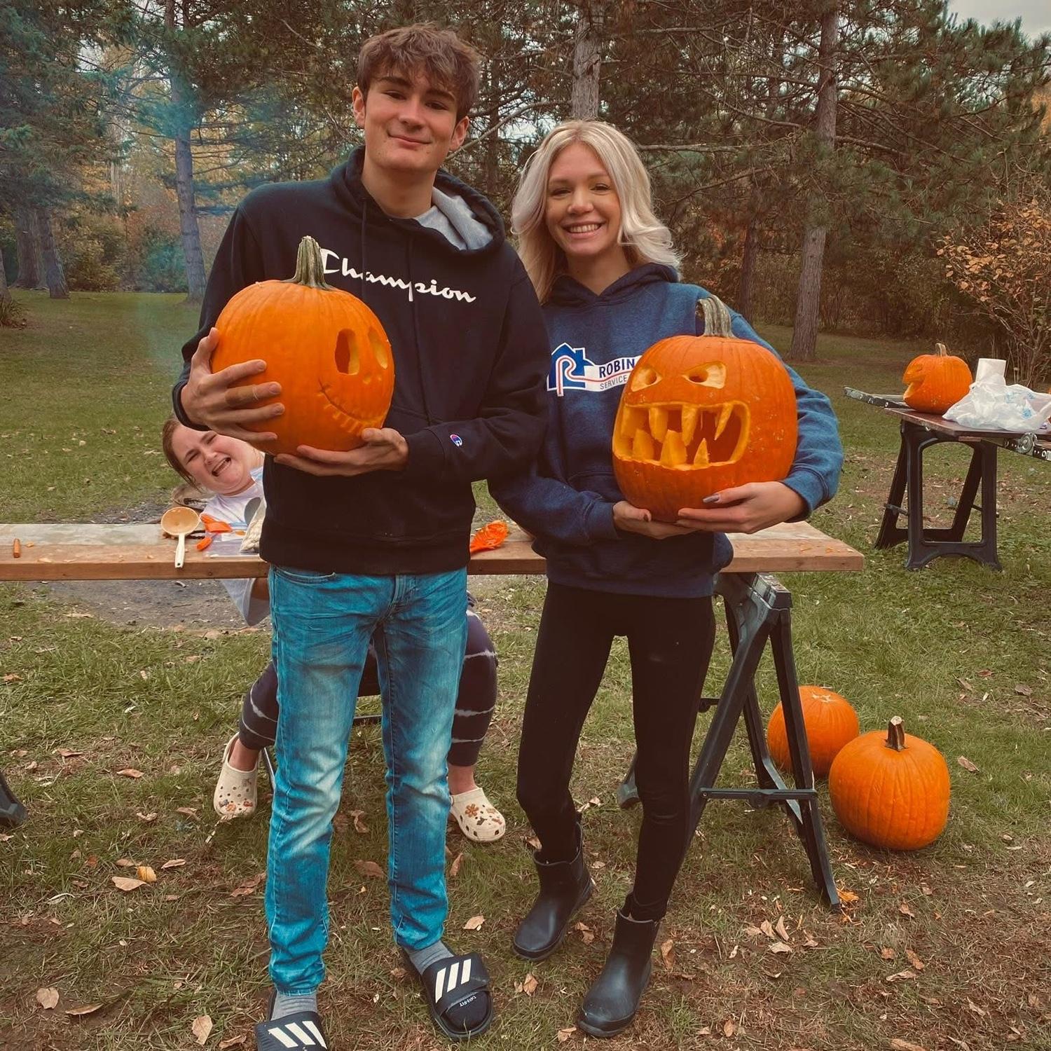 First time carving pumpkins together