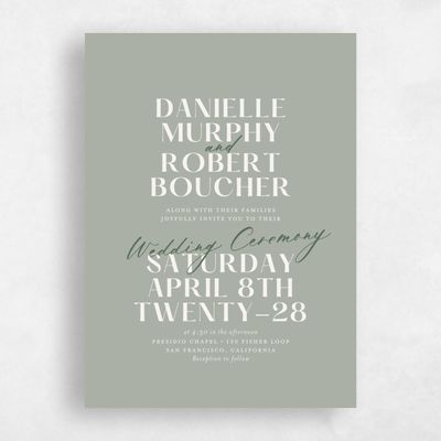 Pale Sage, Green Wedding Invitation - Finneas Portrait