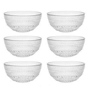 Fortessa Jupiter Beaded Hobnail Glass Vintage Themed Dinnerware Set, 13.5 Ounce All-Purpose Glass Bowl (Set of 6) Dishwasher-Safe, Clear