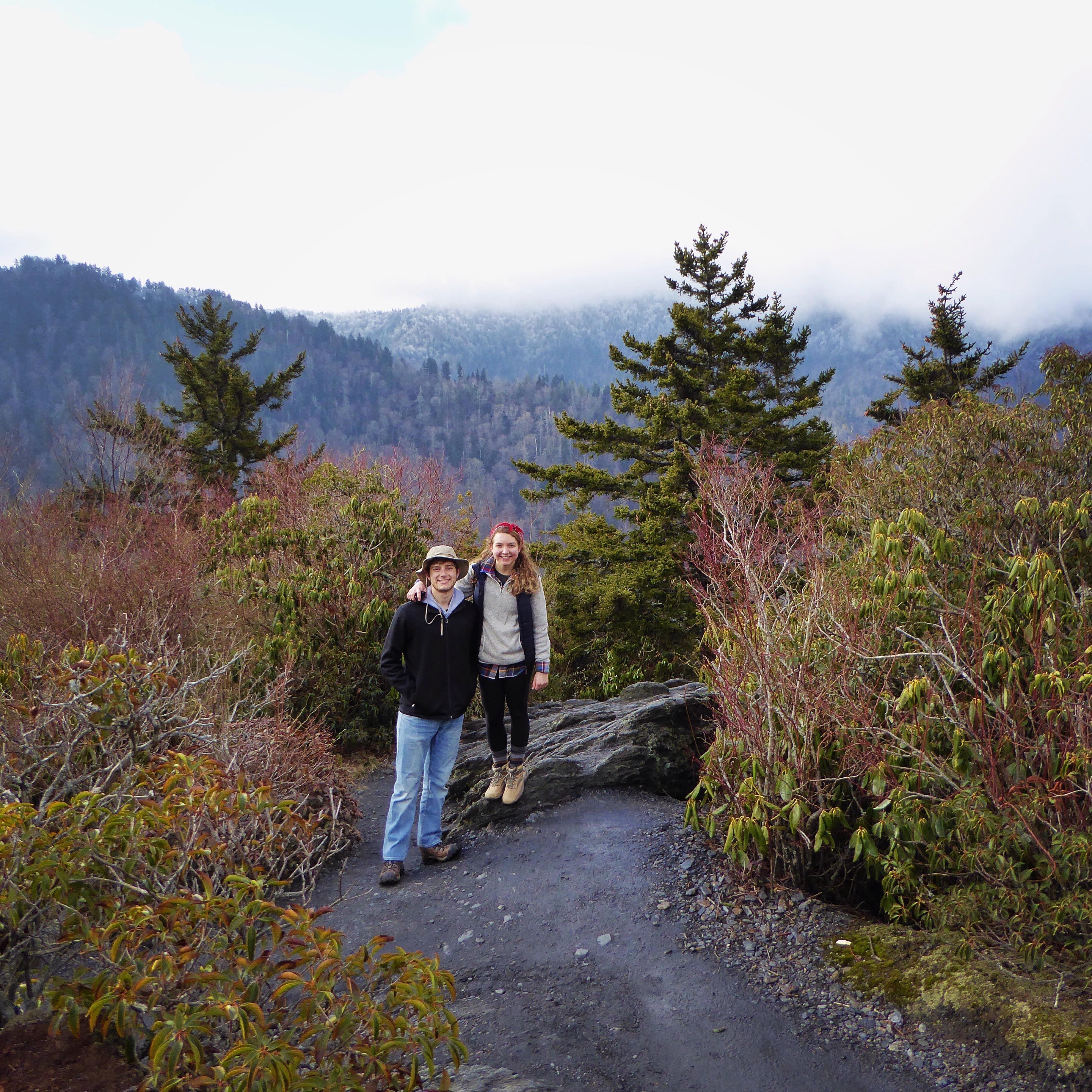 One of Mattie and Justin's favorite things to do is hike! This photo was taken on a 16 mile hike up Mount Leconte on Spring break in 2017 in the Smokey Mountains!