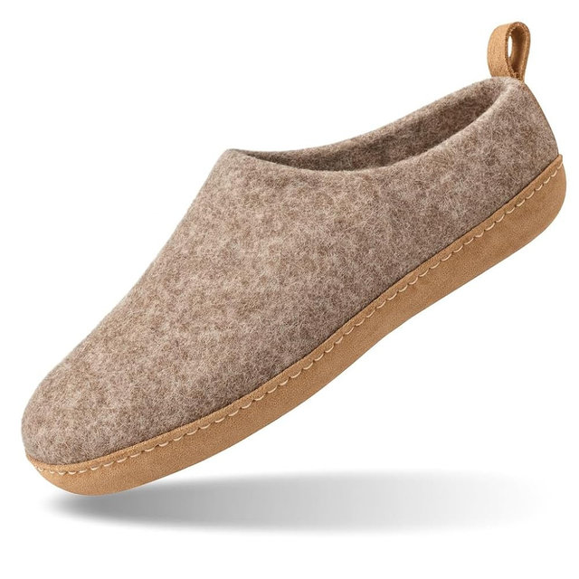 HAUSSIMPLE Wool Indoor Slippers - Natural Organic Wool, Genuine Leather Sole, Handmade in Nepal - Cozy, Warm, Soft, Unisex Non-Slip House Shoes for Men & Women - Perfect for Winter Comfort