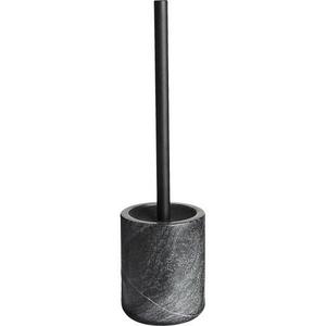 Black Marble Toilet Brush and Wastebasket