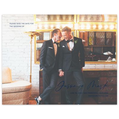 Vibrant Navy, Blue Wedding Digital Save the Date - Nahomi Landscape