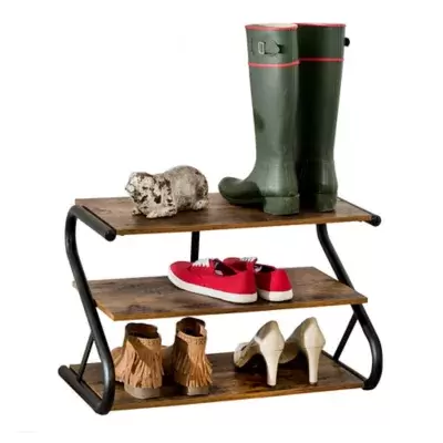 Honey-Can-Do® Rustic Z-Frame 3-Level Shoe Rack
