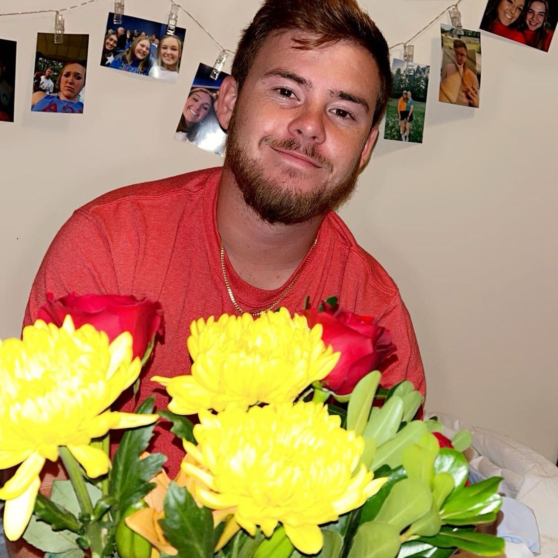 Since Gracie had an awful exam day, Noah drove two hours down to Jackson to eat dinner and bring flowers, and drive all the way back home in the same night!