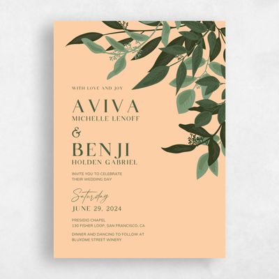 Peachy, Orange Wedding Invitation - Summerlin Corner