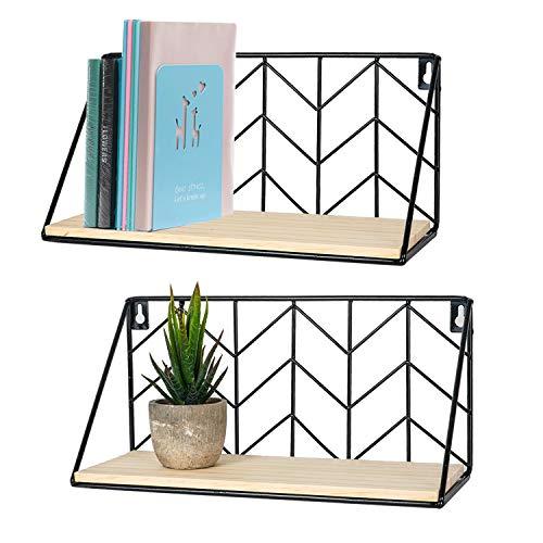 TIMEYARD Floating Shelves Wall Mounted Set of 2 Rustic Arrow Design Wood Storage for Bedroom, Living Room, Bathroom, Kitchen, Office, etc
