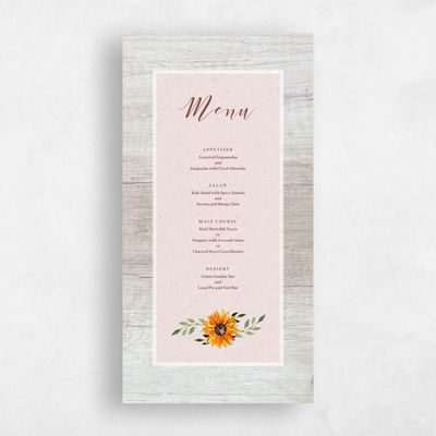 Burgundy, Red Wedding Menu - Sunnyridge