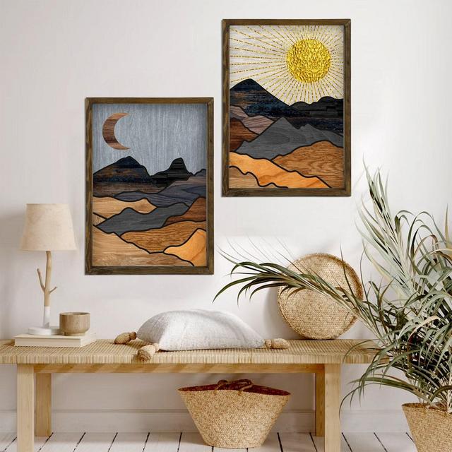 Sun And Moon 28x20 Wall Frame Art (2 Piece Set)