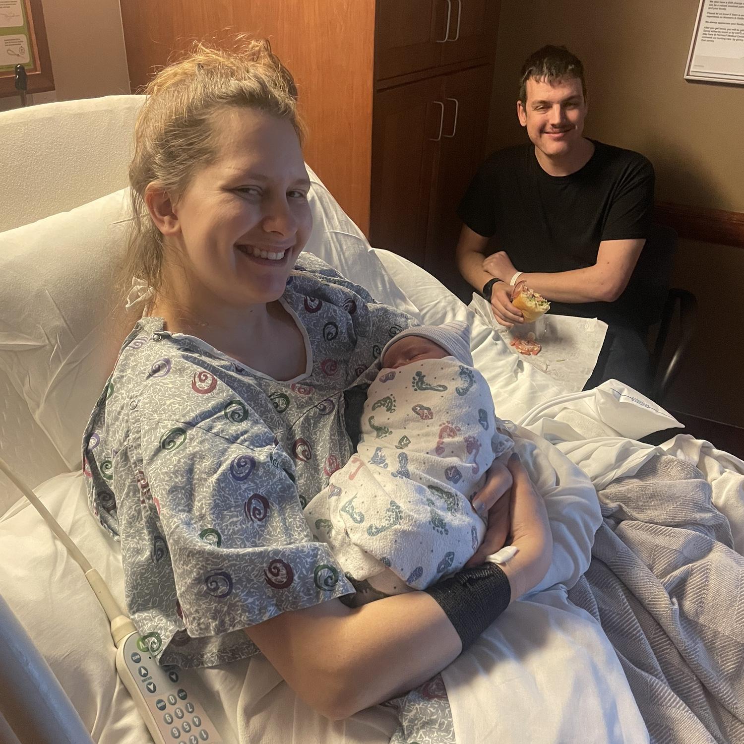 A couple hours after the birth of our daughter, Celeste, on March 27th.