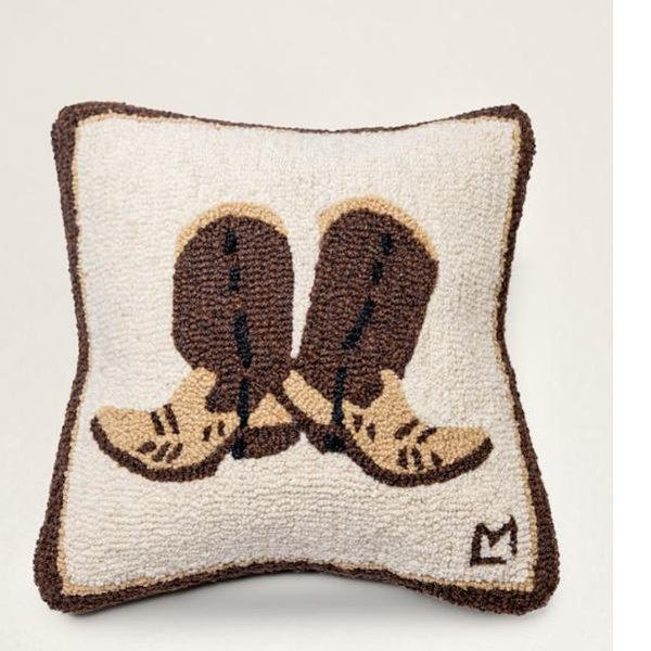 COWPOKE BOOTS HOOKED SQUARE PILLOW