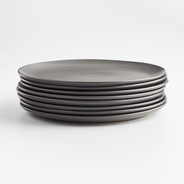 Craft Charcoal Flat Dinner Plates, Set of 8