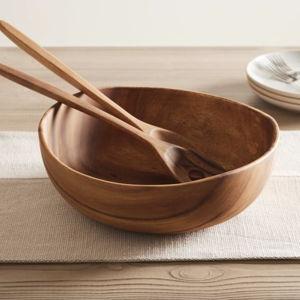 Organic Shaped Wood Salad Bowl 12"