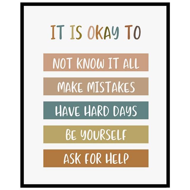 Boho Classroom Decor It Is Okay To Be Yourself Classroom Wall Decor Teacher Gift Child Art Playroom Decor Classroom Quotes - UNFRAMED (8X10 INCH)