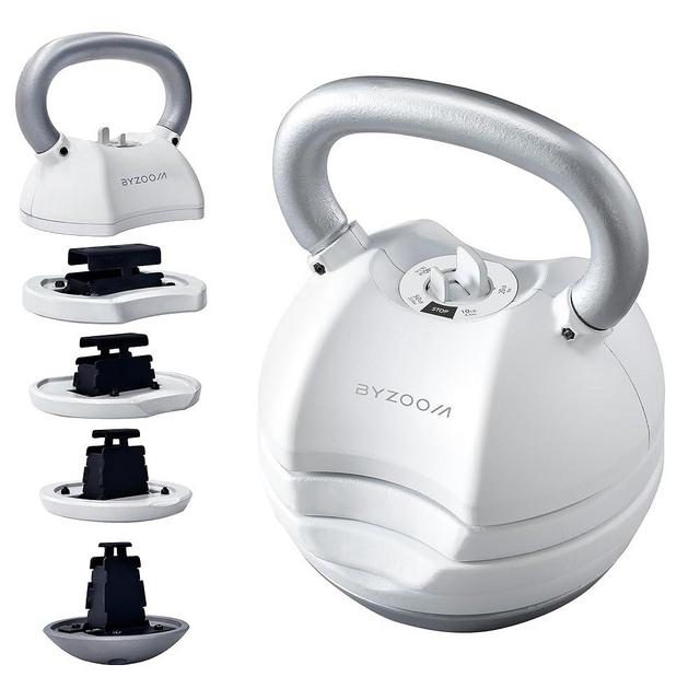 BYZOOM FITNESS Adjustable Kettlebell 30lb Weight Training Fitness Exercise Full Body Workout 5 in 1 for Home Gym Beginners Woman