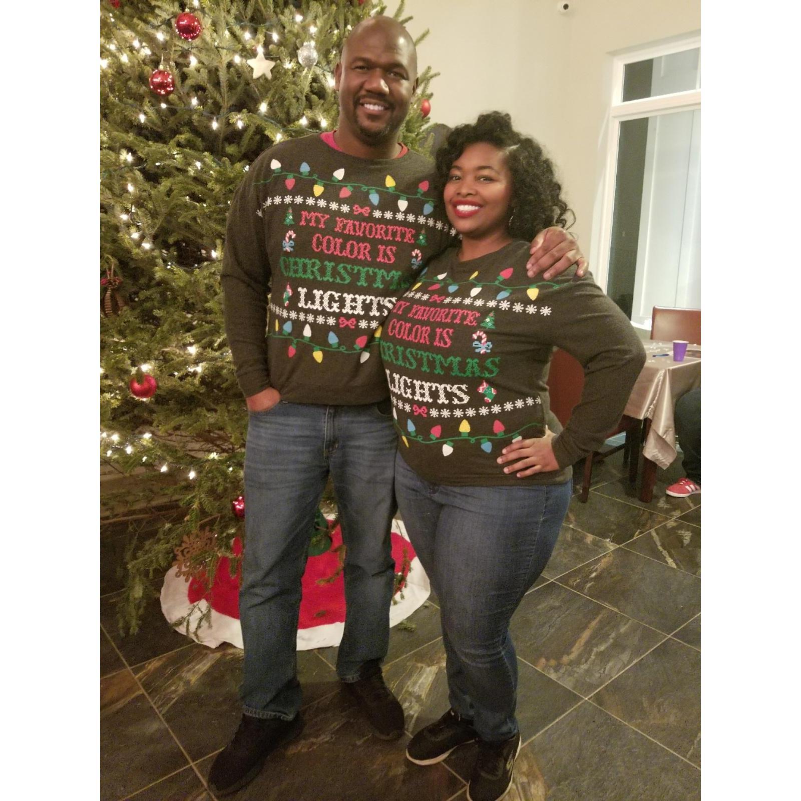Meeting Shareef's sisters at our first Ugly Sweater Engagement Party.