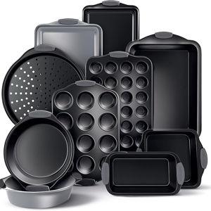Country Kitchen Nonstick Stackable Bakeware Set - Heavy Duty, Durable, Easy Release Baking Set, Grey, 10 Pcs