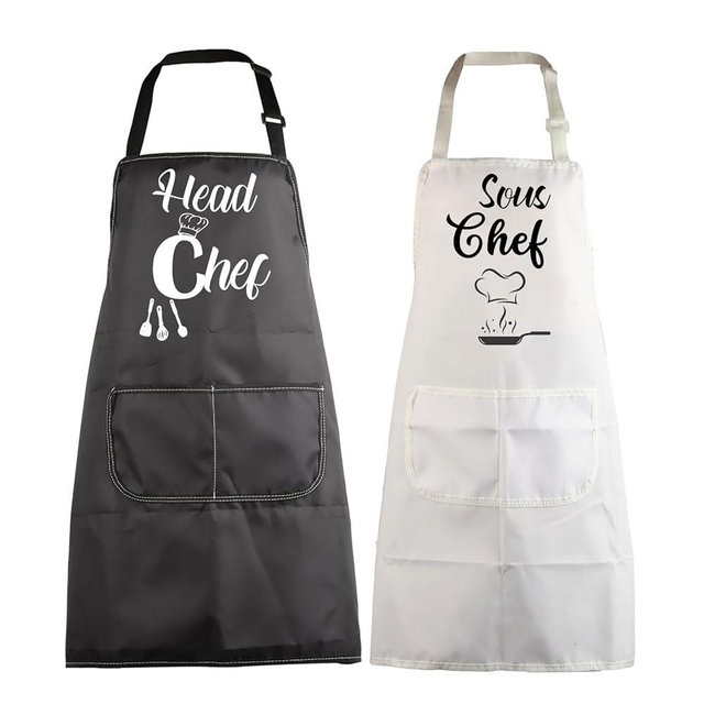 MBMSO Head Chef and Sous Chef Aprons Matching Family Aprons with Pockets Mum Dad Son Daughter Kitchen Apron Housewarming Gift